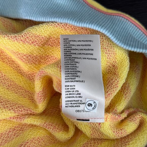 Free People Sweatshirt Womens Large Classic Striped Oversized Crewneck Tangerine - Picture 9 of 10